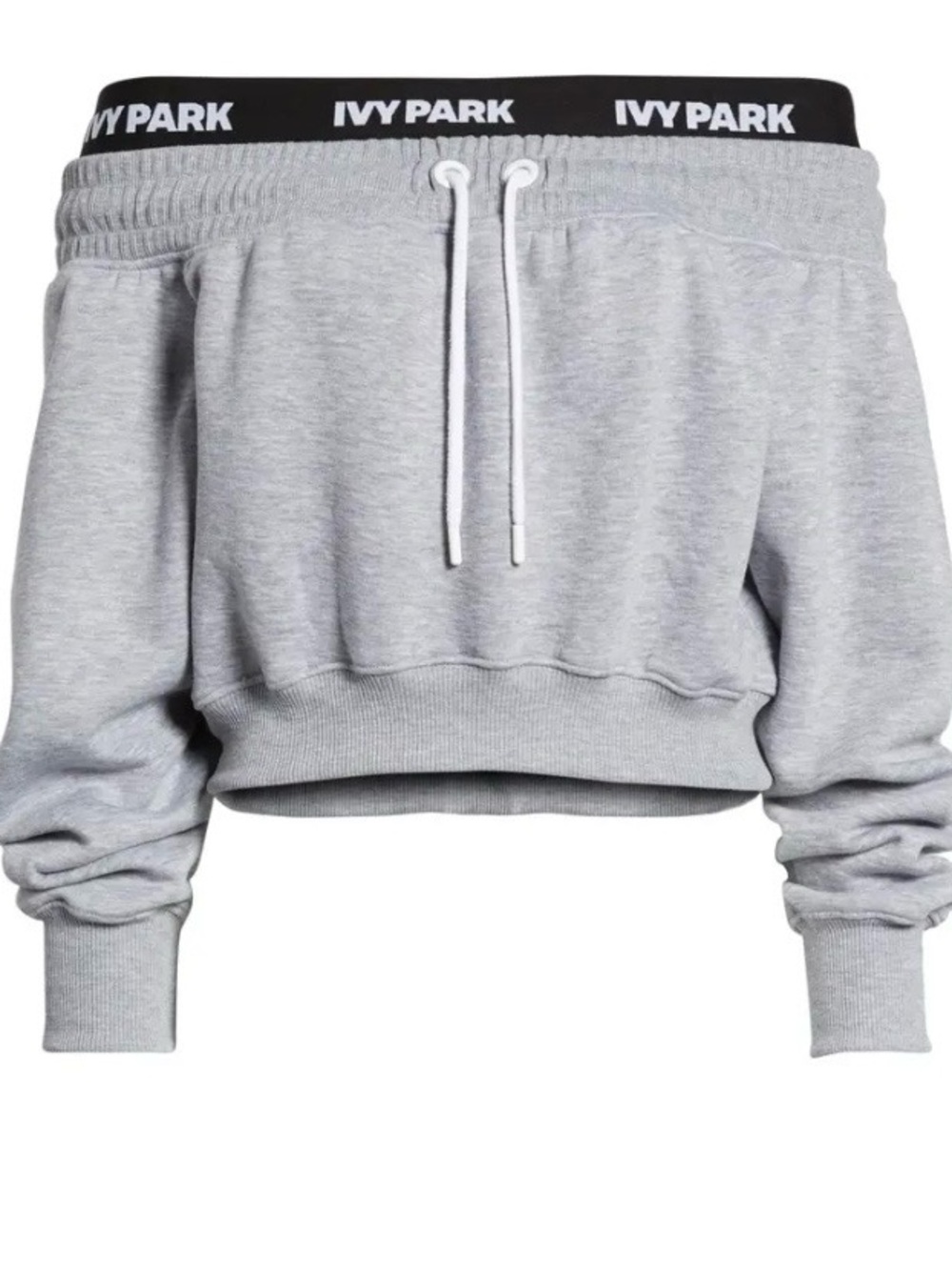 IVY PARK Grey Off Shoulder Cropped Sweatshirt Logo Small Athleisure Y2K